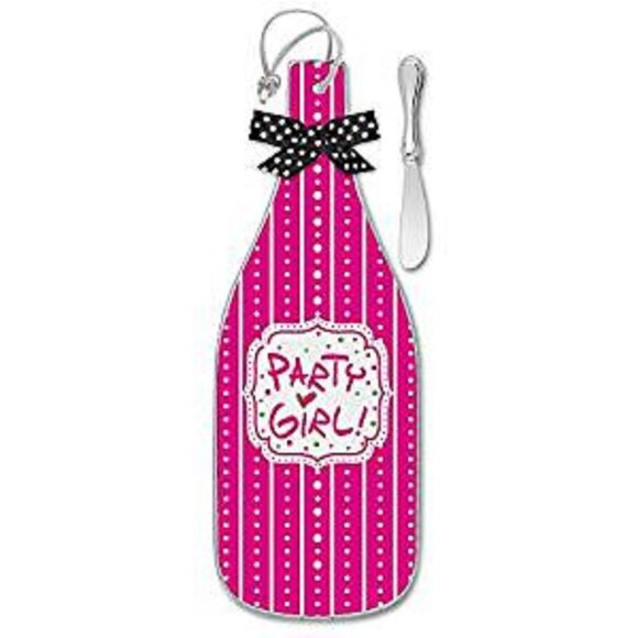 Cheese Server Spreader Set Epic Products Party Girl! 4 1/4" x 12" Tempered Glass - Picture 3 of 3